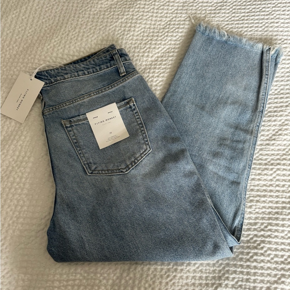 NWT Flying Money Straight Leg Distressed Frayed Jeans